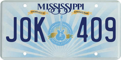 MS license plate JOK409