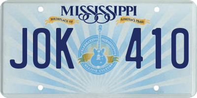 MS license plate JOK410