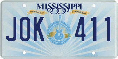 MS license plate JOK411