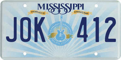 MS license plate JOK412