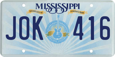 MS license plate JOK416