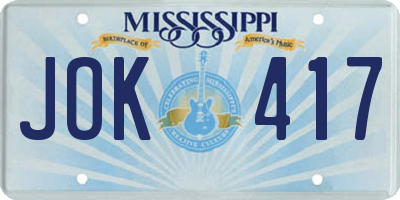 MS license plate JOK417