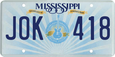 MS license plate JOK418