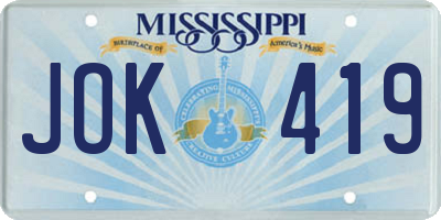 MS license plate JOK419