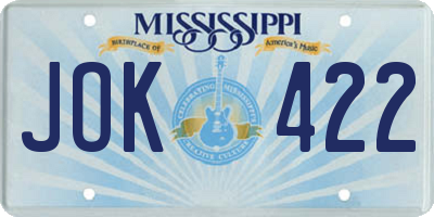 MS license plate JOK422