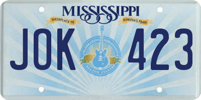 MS license plate JOK423