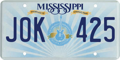 MS license plate JOK425