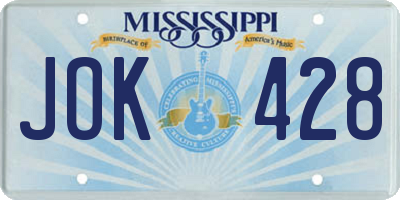 MS license plate JOK428