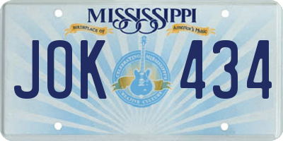 MS license plate JOK434