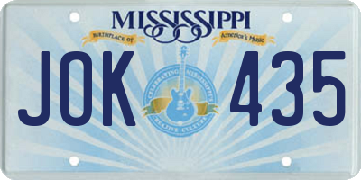 MS license plate JOK435