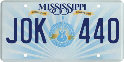 MS license plate JOK440