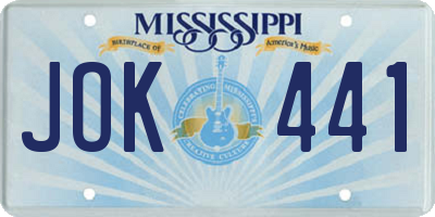 MS license plate JOK441