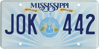MS license plate JOK442