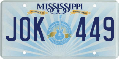 MS license plate JOK449