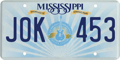 MS license plate JOK453