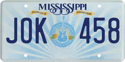MS license plate JOK458
