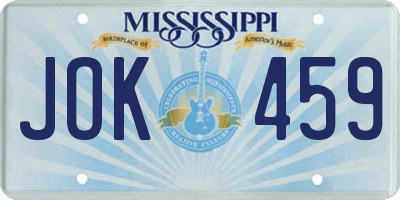 MS license plate JOK459