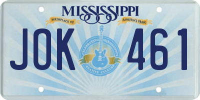 MS license plate JOK461