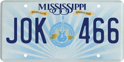 MS license plate JOK466