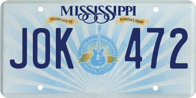 MS license plate JOK472