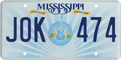 MS license plate JOK474