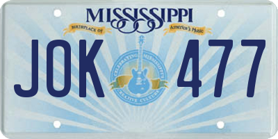 MS license plate JOK477