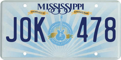 MS license plate JOK478