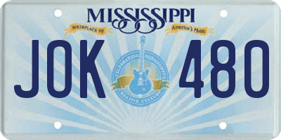 MS license plate JOK480