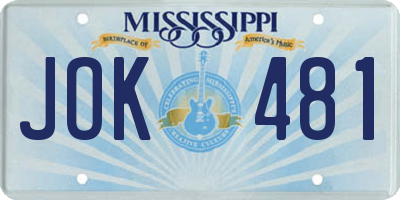 MS license plate JOK481