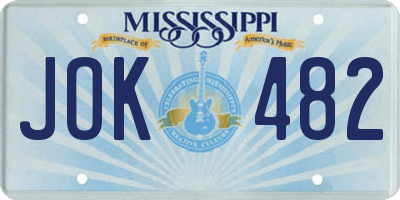 MS license plate JOK482