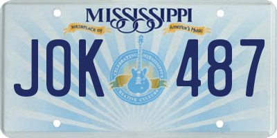 MS license plate JOK487