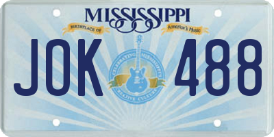 MS license plate JOK488