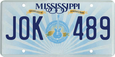 MS license plate JOK489
