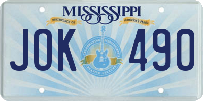 MS license plate JOK490
