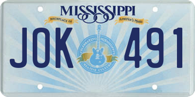 MS license plate JOK491