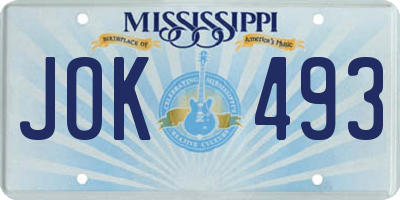 MS license plate JOK493