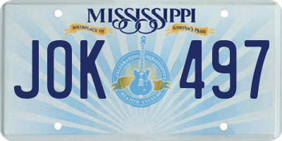 MS license plate JOK497