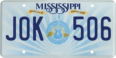 MS license plate JOK506