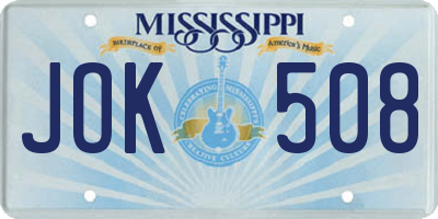 MS license plate JOK508