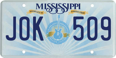 MS license plate JOK509