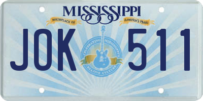 MS license plate JOK511