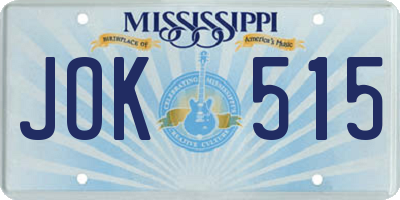 MS license plate JOK515