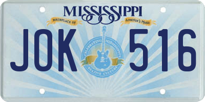 MS license plate JOK516