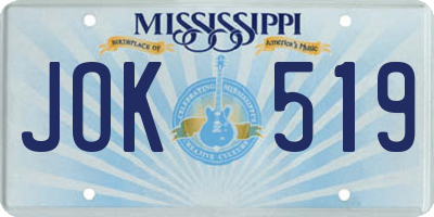 MS license plate JOK519