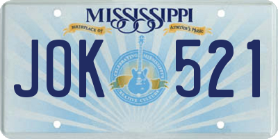 MS license plate JOK521