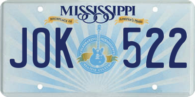 MS license plate JOK522
