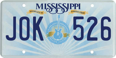 MS license plate JOK526