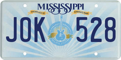MS license plate JOK528