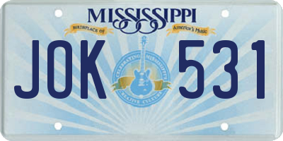MS license plate JOK531