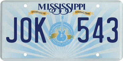 MS license plate JOK543